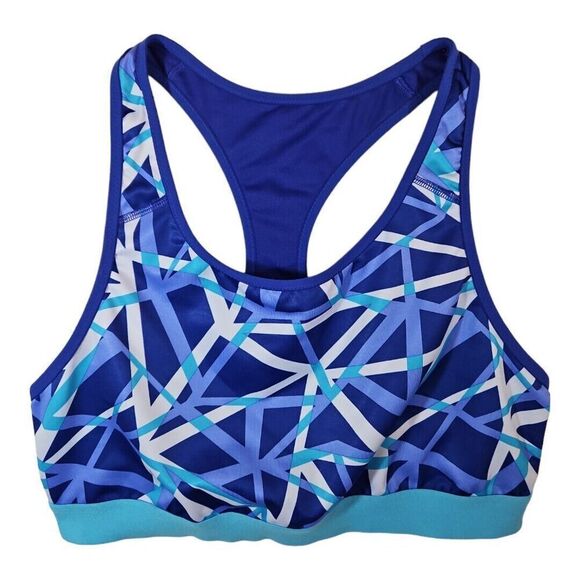 Old Navy Active Blue & Aqua Racer Back Sports Bra - Size L - Picture 1 of 7